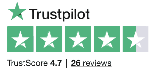26 Trustpilot reviews at 4.7 rating